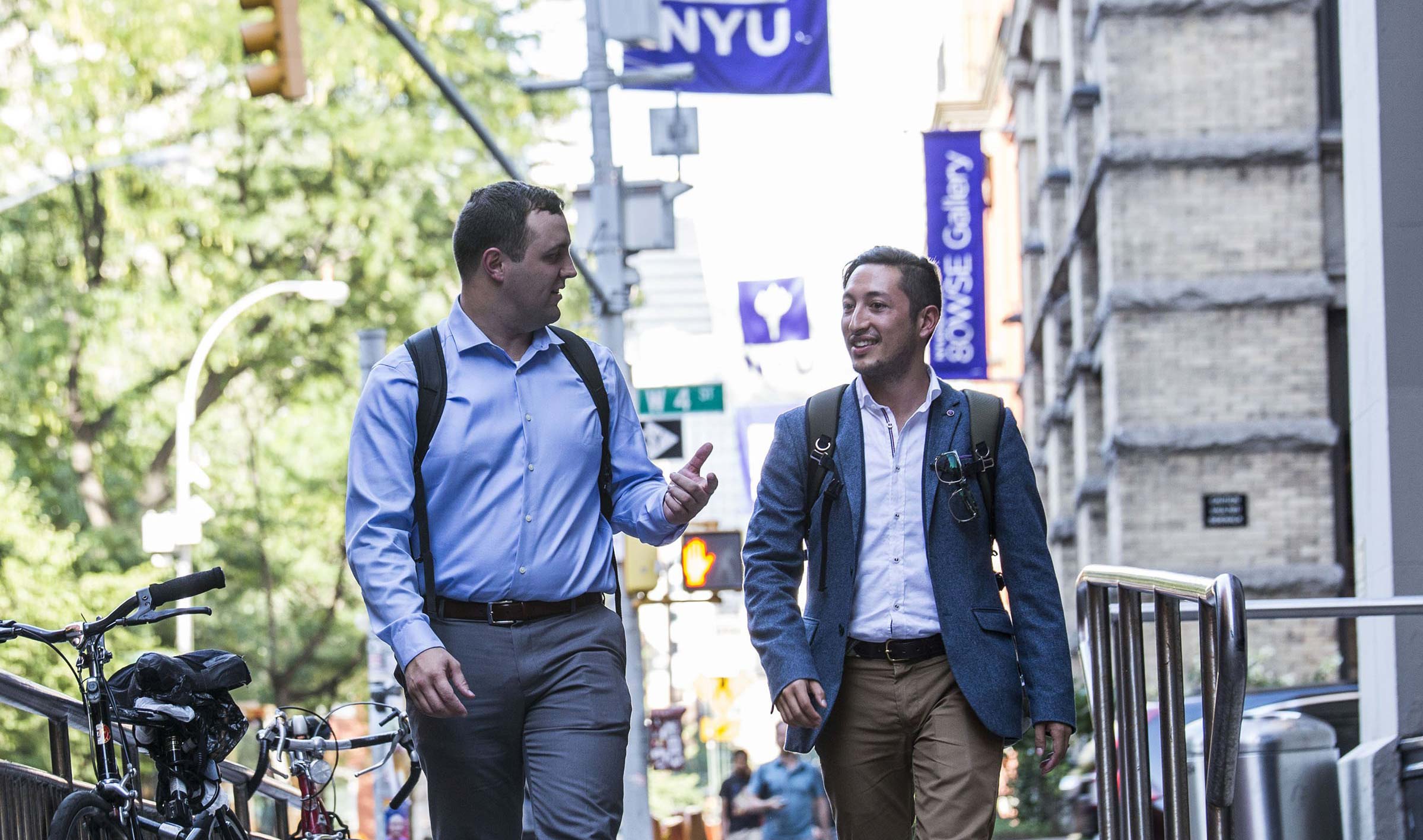 NYU Stern students walking on campus