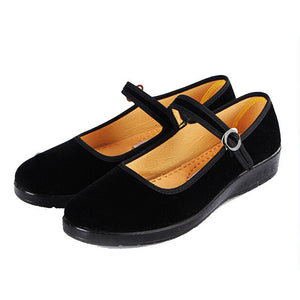 ladies black buckle shoes