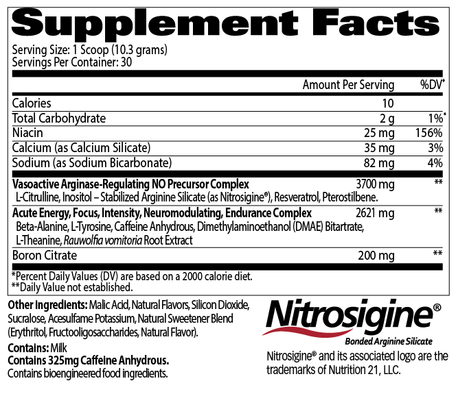 Nitraflex Bleach Blast - Supplement Facts Panel