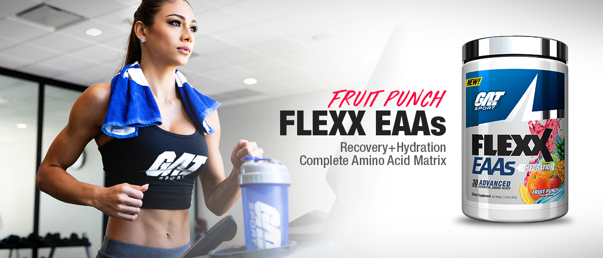 GAT Sport Flexx EAAs + Hydration, Essential Amino Acids with BCAAs, Blue  Razz, 30 Servings