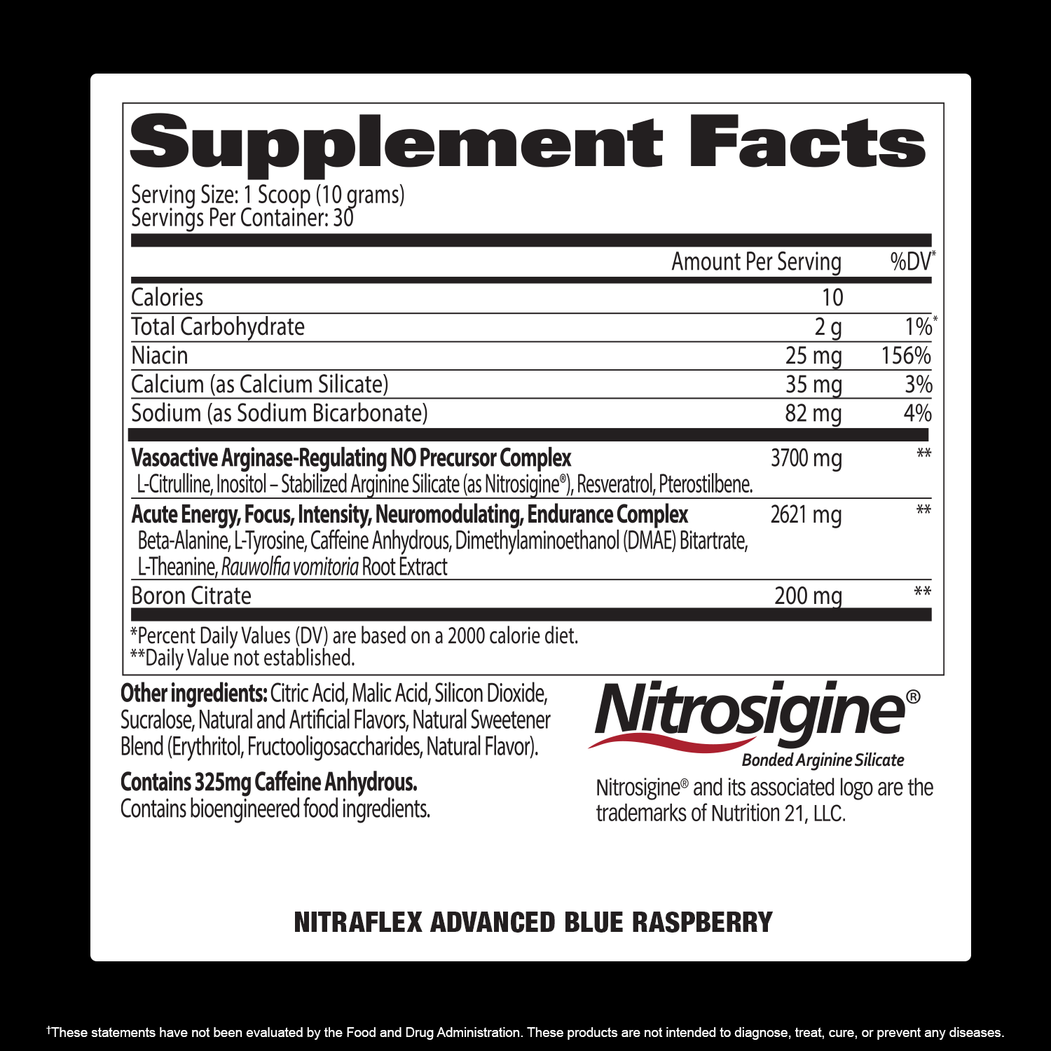 NITRAFLEX ADVANCED Supplement Facts