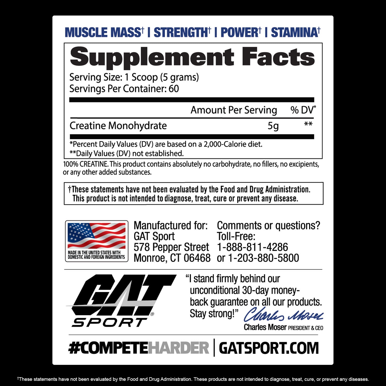 CREATINE MONOHYDRATE Supplement Facts