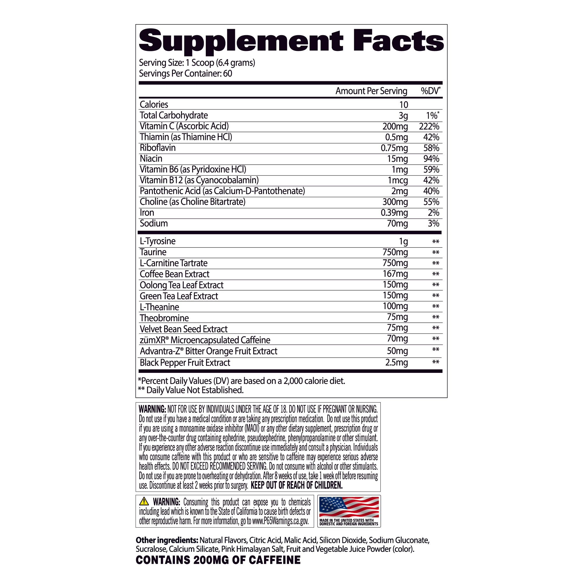 JetFuel Thermo Supplement Facts
