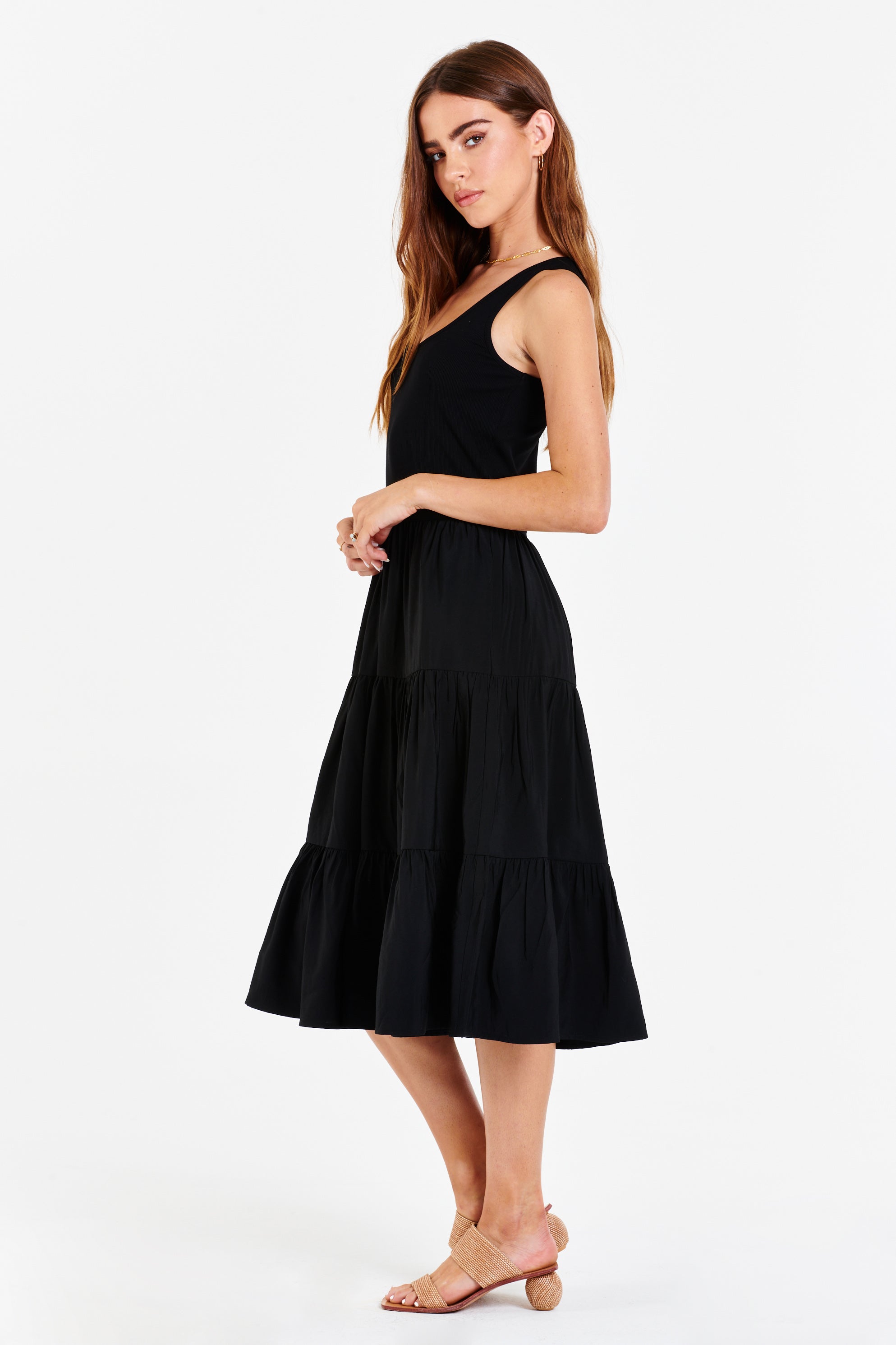 KEIRA TIERED MIDI SKIRT ABBEY GARDEN