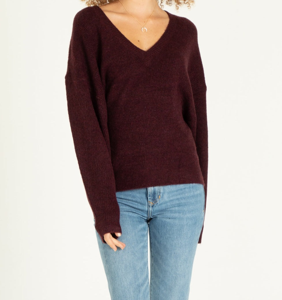 MARGARITA V-NECK LONG SLEEVE SWEATER FUCHSIA