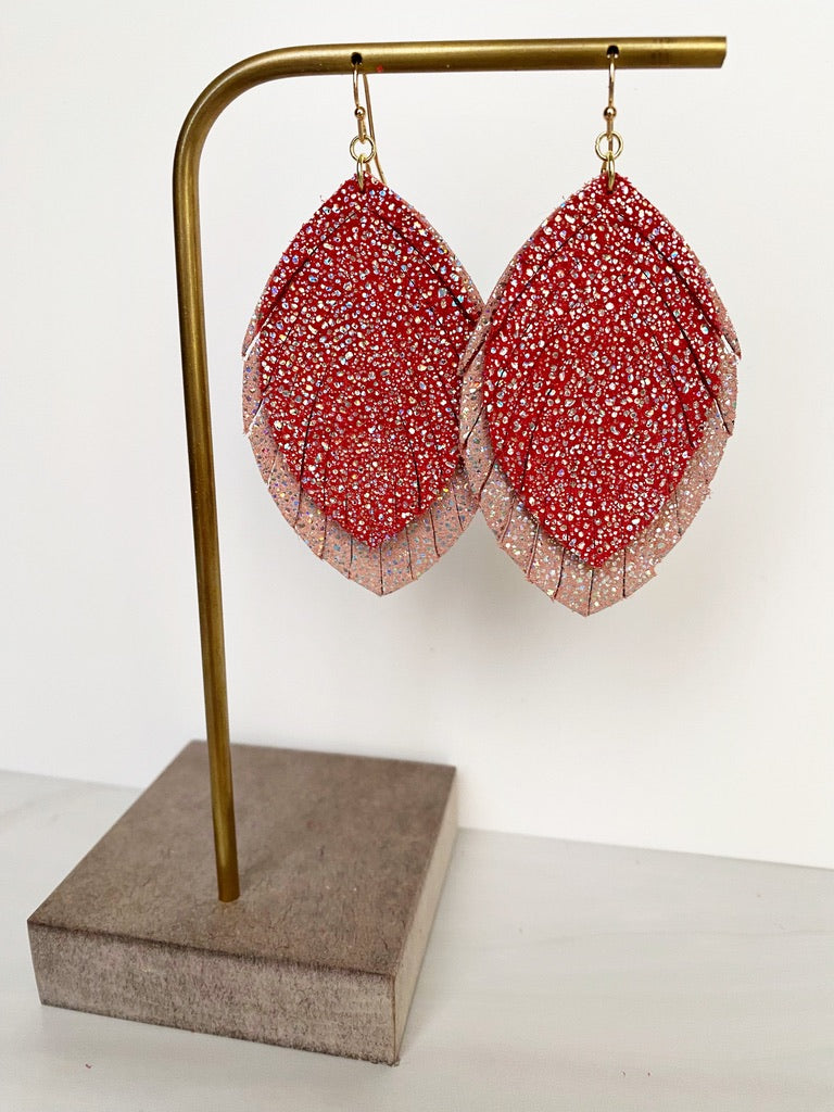 double leather earrings