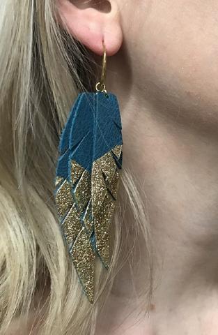 gold dipped leather earrings