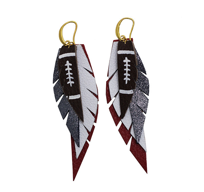 Fringe Detail Football Shape Wooden Dangle Earrings – Flyclothing LLC