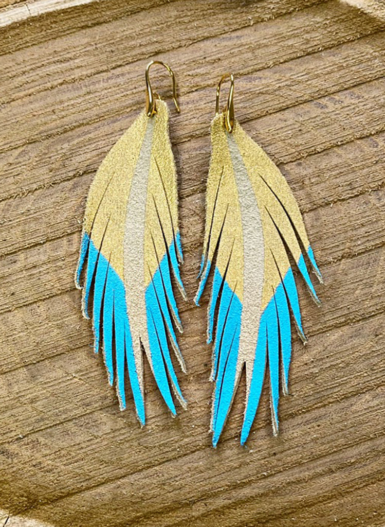 Blue and Yellow Blue and Gold Macaw Parrot Feather Earrings Adorned With  Blue and Yellow Czech Glass Beads. - Etsy | Feather earrings, Earrings,  Peacock feather earrings