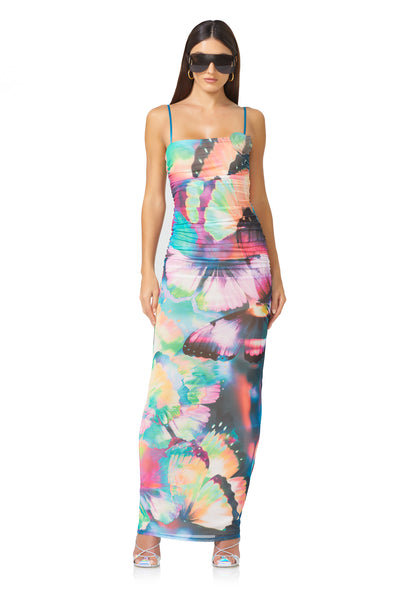 Jennan Rosette Dress - Abstract Butterfly