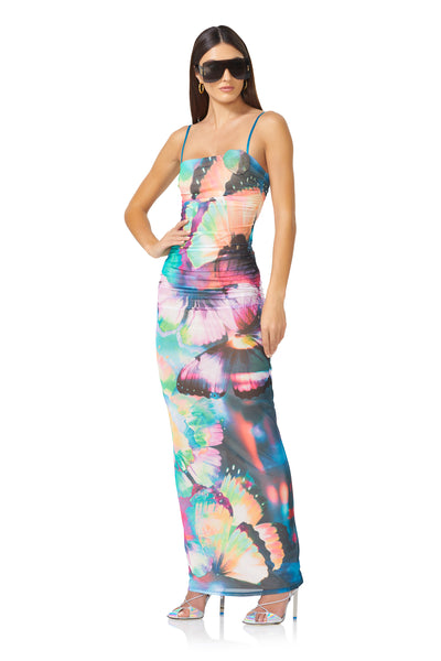 Jennan Rosette Dress - Abstract Butterfly