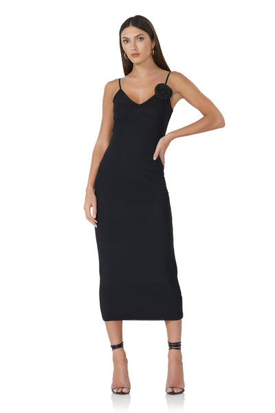 Amina Rosette Mesh Dress - Noir