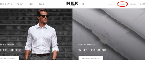 Animation of How to Create a Custom Men's Dress Shirt Size on MILK Shirts Website in the Account Section