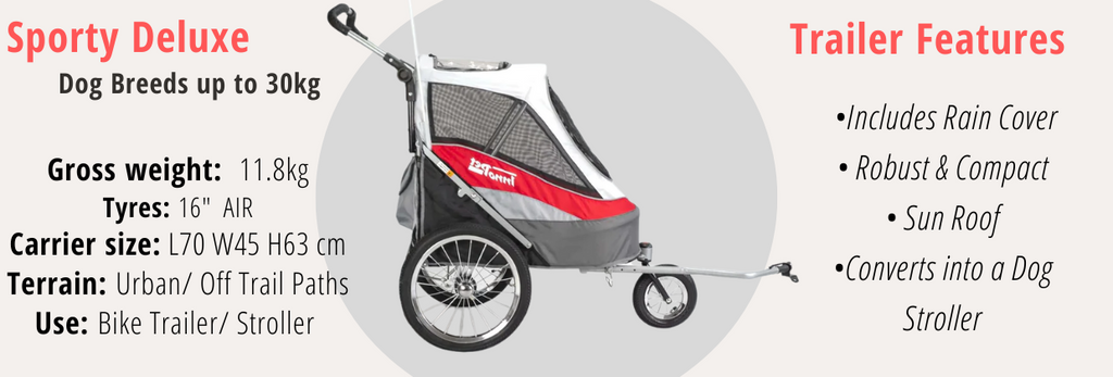 Sporty deluxe dog bike trailer