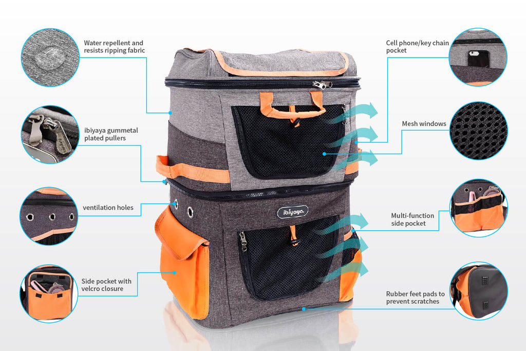 ibiyaya two tier pet carrier backpack