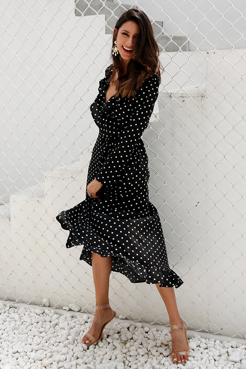 polka dot ruffle dress