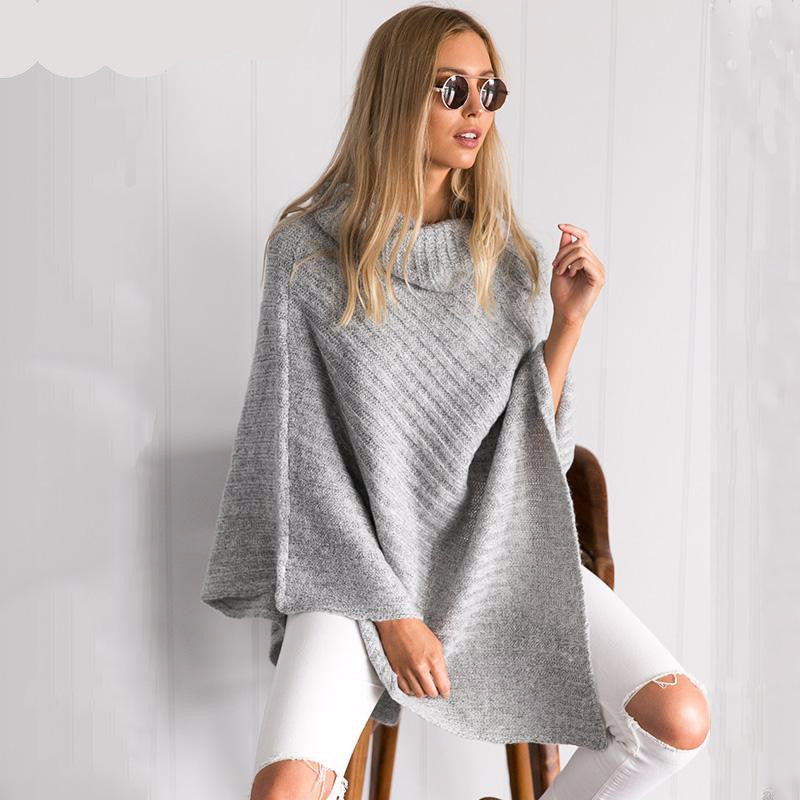 turtleneck poncho sweater