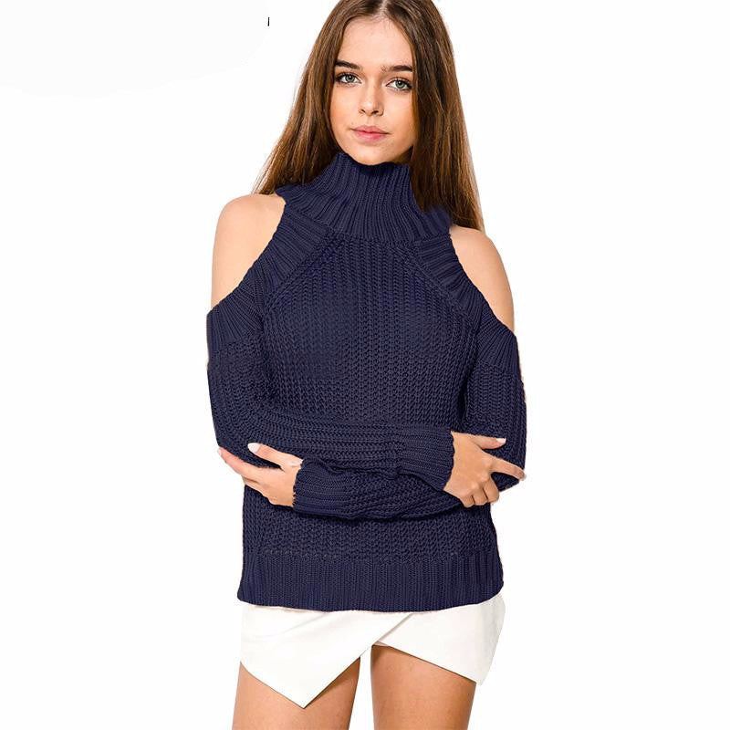 cold shoulder turtleneck sweater