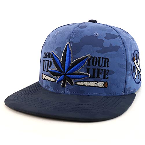 Trendy Apparel Shop Light Up Your Life Marijuana Weed Leaf Flatbill Snapback Cap