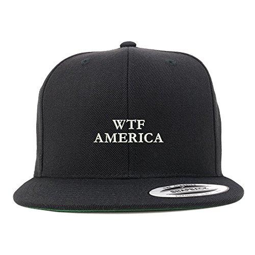 Trendy Apparel Shop WTF America Embroidered Flat Bill Snapback Baseball Cap