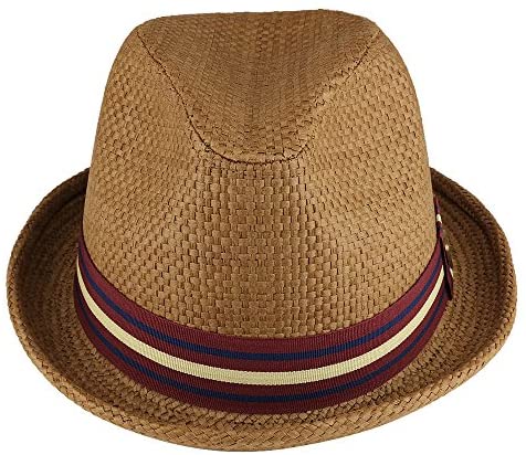 Trendy Apparel Shop Round Straw Rolled Up Brim Hat with Colored Hat Ba