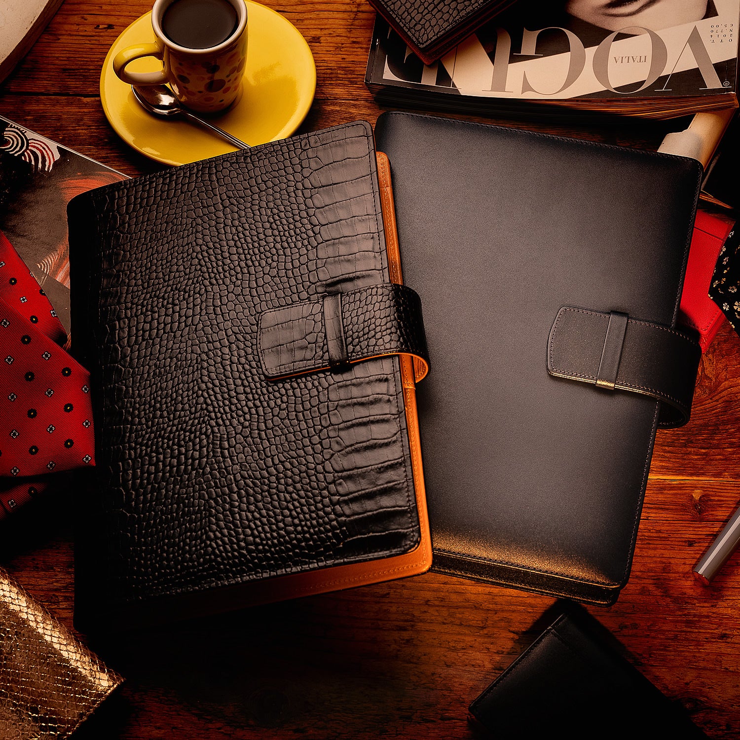 Leather Manager A5 Organiser in Black Croc and Cognac, 2023 – ANTORINI®