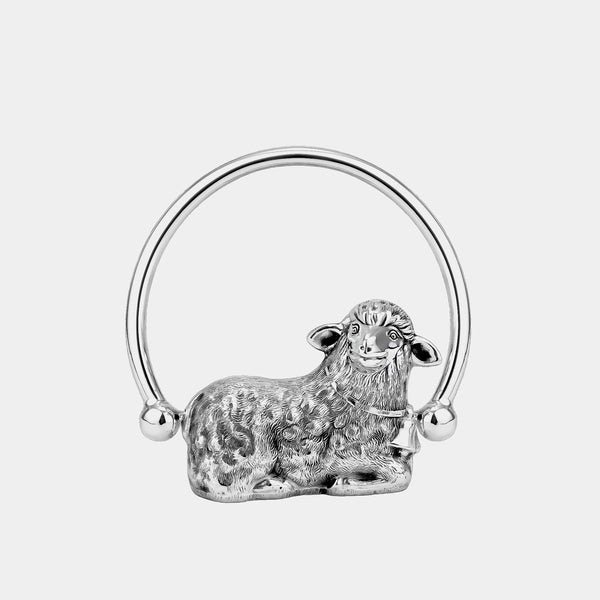 Rotation Baby Rattle Lamb, silver-plated