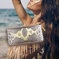 grey snakeskin purse