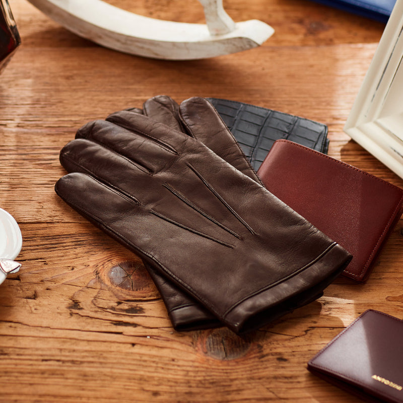 gents brown leather gloves