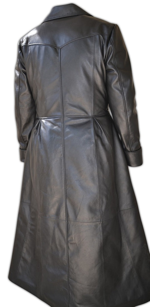 Mens Leather Double Breasted Gothic Trench Long Coat – SouthBeachLeather