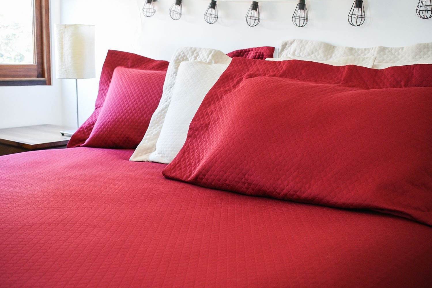 Burgundy Red Modern Bedspread Coverlet Blanket Isador
