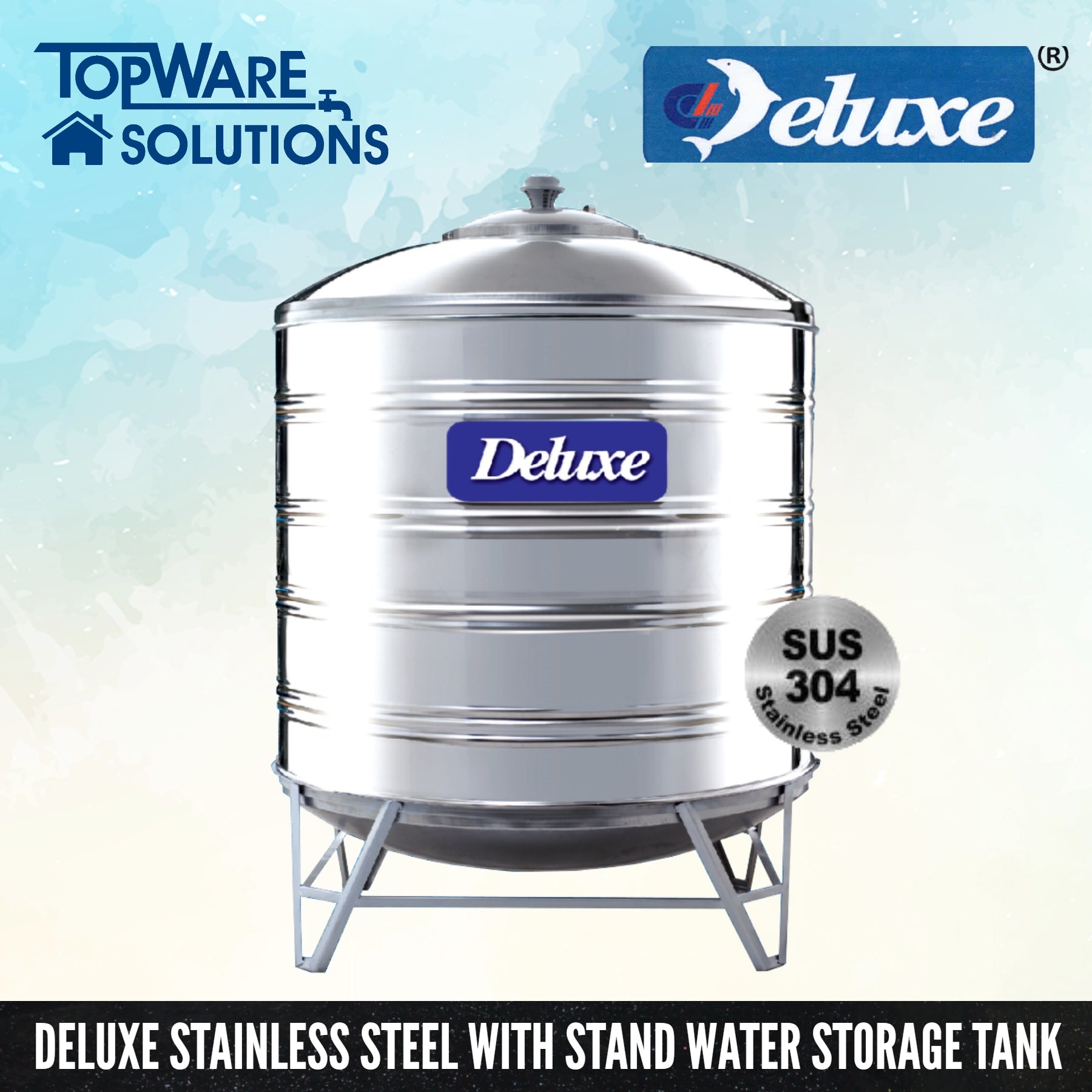 Deluxe Stainless Steel Water Tank With Standround Bottom Topware Solutions