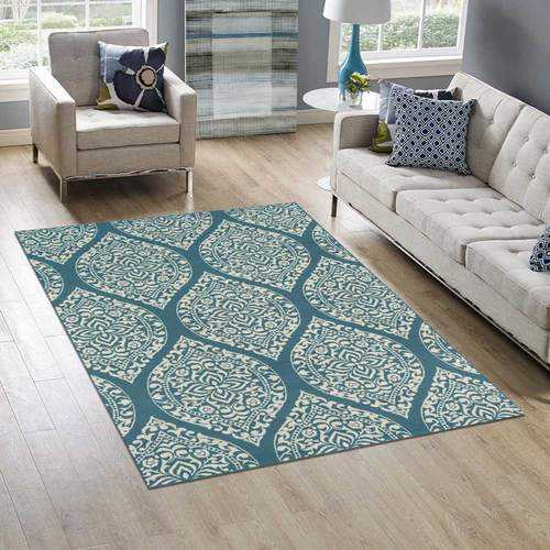 Teal Geometric Area Rug