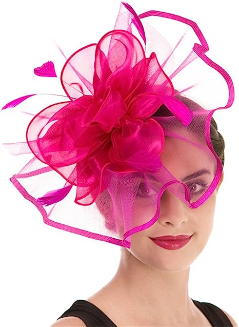 Haojing Hot Pink Wedding Hat