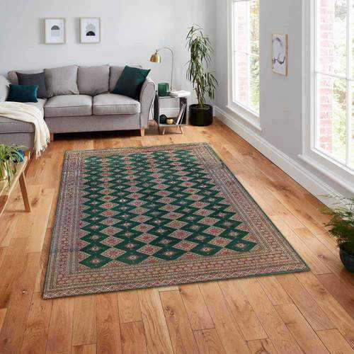 Green Bokhara Area Rug