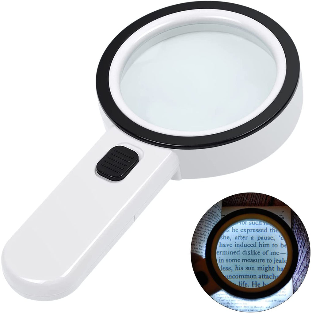 LED Lighted Magnifier, Dual Glass Lens 2.5x & 10x Reading Magnifier