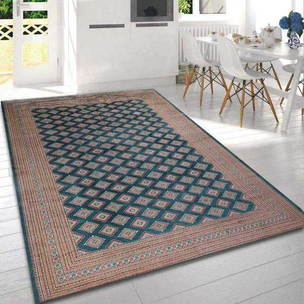 Green Bokhara Area Rug