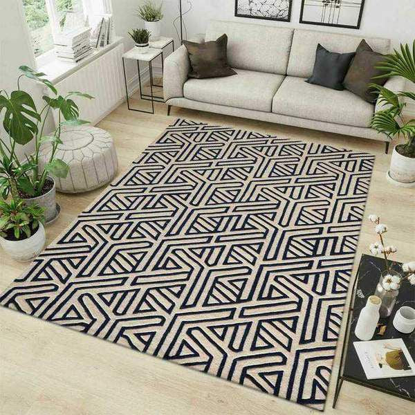 Navy Geometric Area Rug