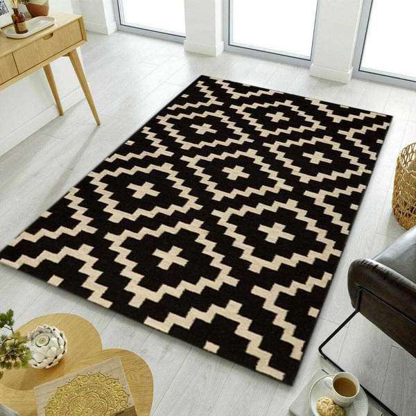 Black Flatweave Area Rug