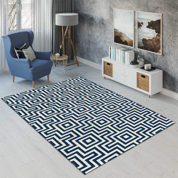 Blue Geometric Area Rug