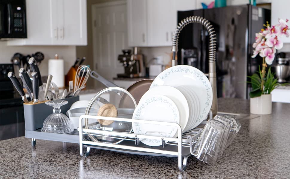 Kitsure Dish Drying Rack, Multifunctional Rustproof Dish Rack