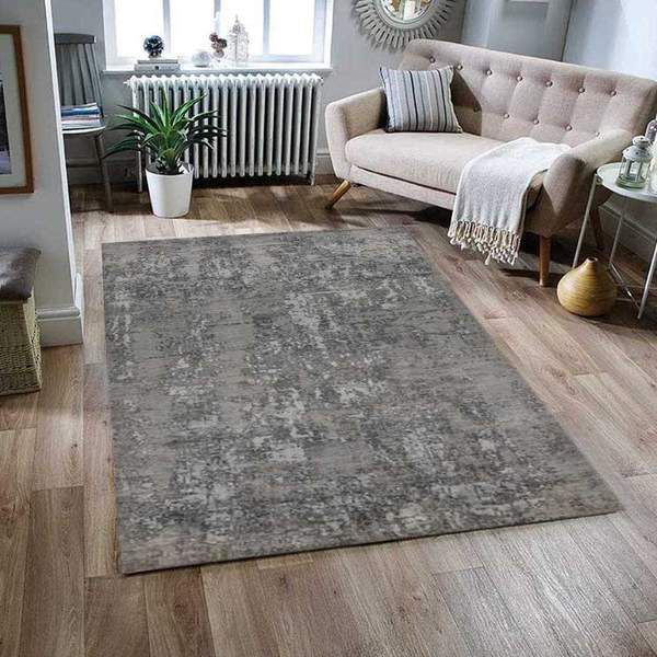 Grey Wool & Silk Area Rug