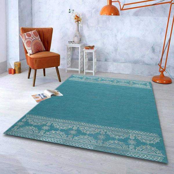 Teal Flat Weave Area Rug