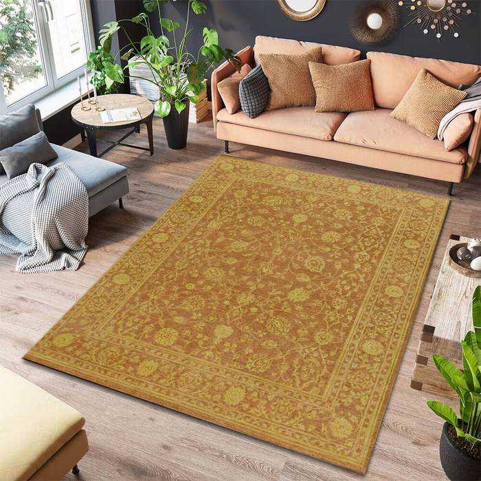 Brown Wool & Silk Area Rug