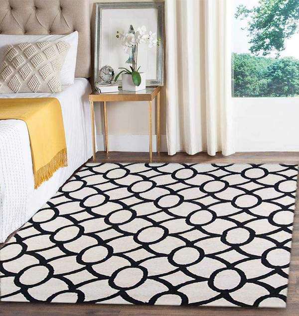 White Geometric Area Rug