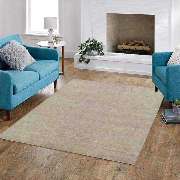 Tan Wool & Silk Area Rug