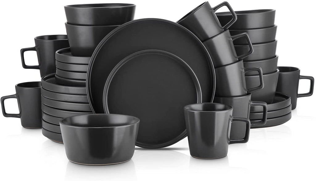 Black Matte Stoneware Dinnerware Sets