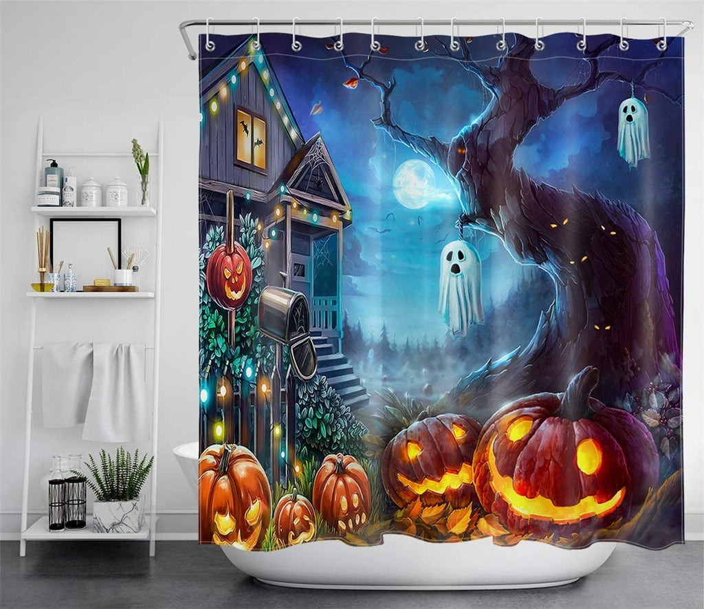  LB Halloween  Bathroom Curtains