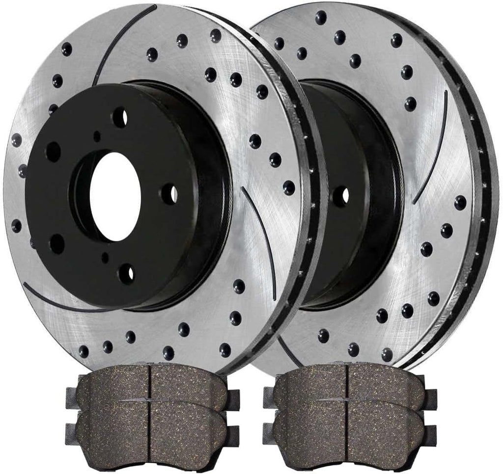 AutoShack Front Drilled Slotted Brake Kit