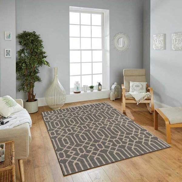 Grey Geometric Area Rug